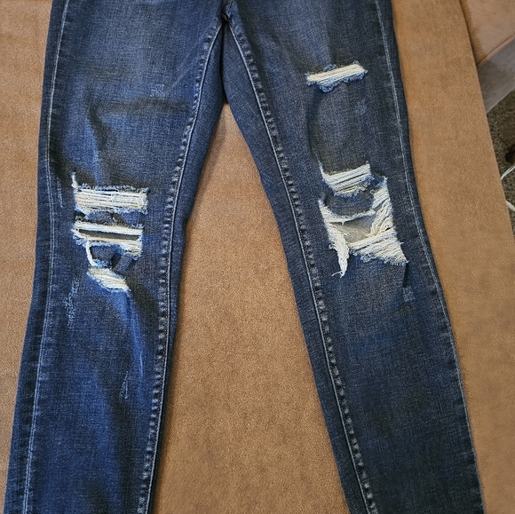 Mica Los Angeles High Rise Distressed Raw Hem Dark Wash Skinny Jeans Size 29 - Picture 4 of 14